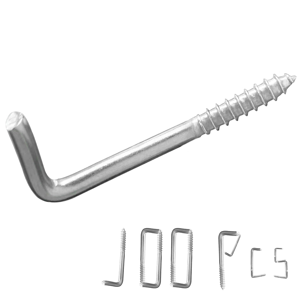 soimuk 304 Stainless Steel 3/4 in Screw-in Hooks 100 Pcs,7 Shape Screw Hooks,Small Hooks l Shaped Screw in Hooks for Hanging