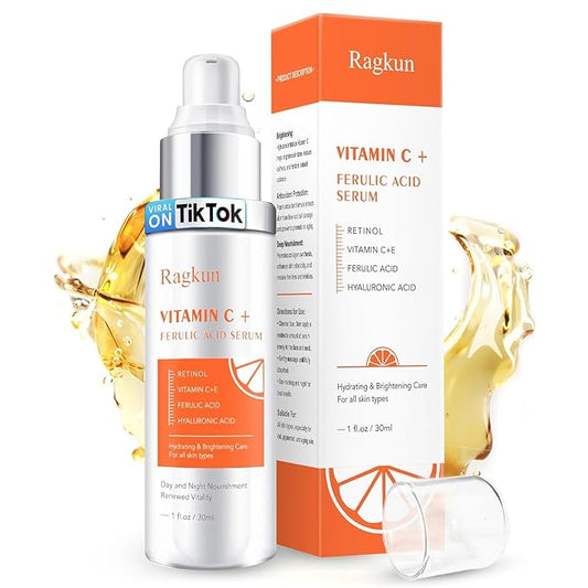 20% Vitamin C Serum, Retinol Serum for Face, Dark Spot Remover for Face, CE Ferulic Acid, Hyaluronic Acid, Hydrate & Plump Skin Care Anti Aging Wrinkle Brightening Skincare -1 Fl Oz.