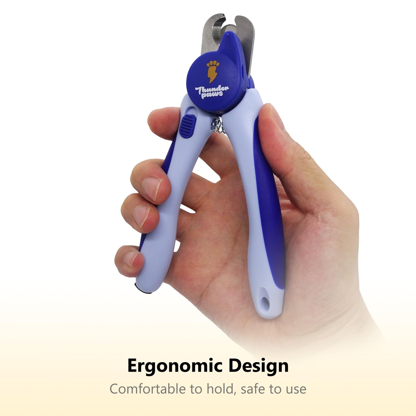 Thunderpaws LED Dog Nail Clippers with Light, Trimmers with Protective Guard, Quick Sensor, Safety Lock and Nail File - Suitable for Large and Small Dogs & Cats (Blue, LED)