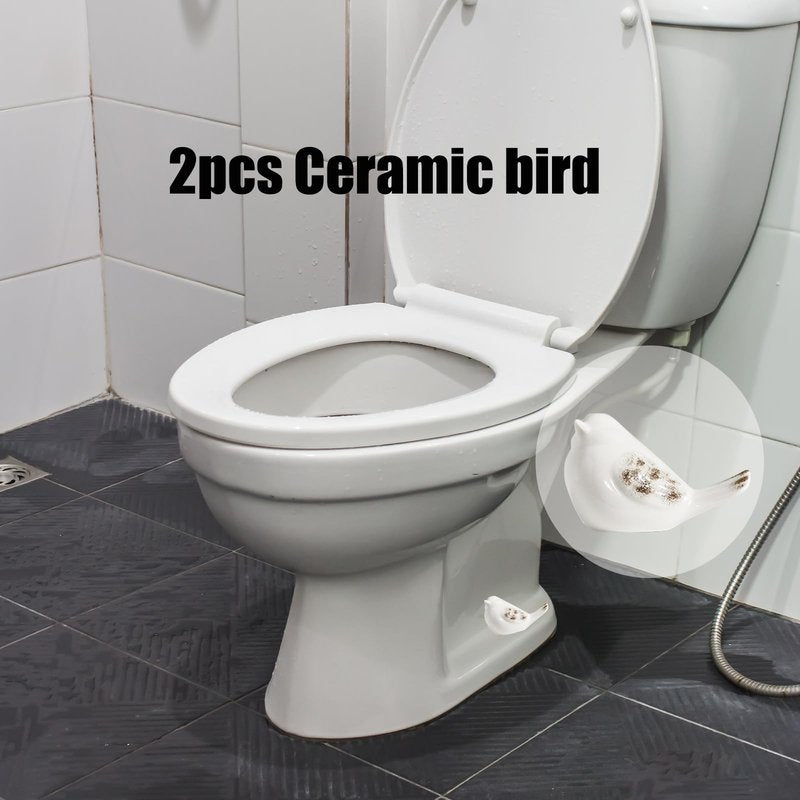 2 Pcs Ceramic Bird Toilet Floor Bolt Caps, Cute Animal Toilet Bolt Covers Decorative for Bottom, Decorative Bathroom Easy Installation（Bird-White01
