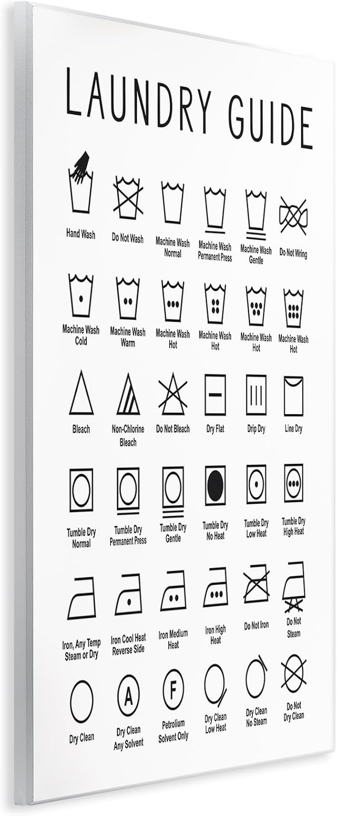 Stupell Industries Minimal Laundry Guide Cleaning Chart Helpful Symbols, Designed by Lettered and Lined Wall Plaque, 13 x 19, Black