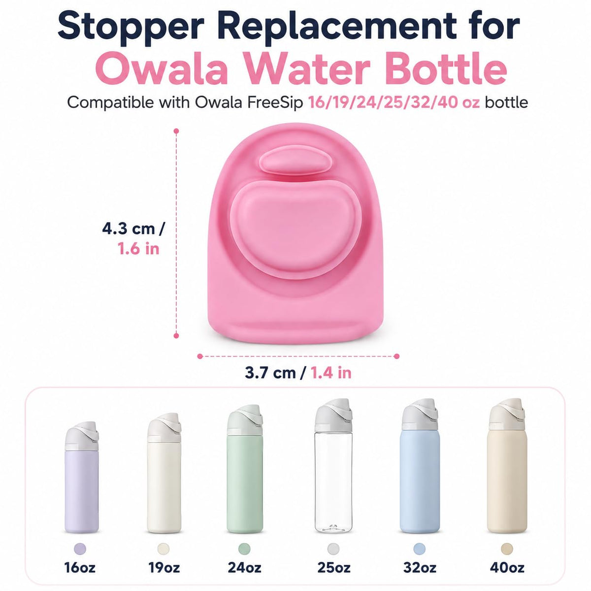 Joshey 6 Pack Rubber Seal Replacement Stopper, Compatible with Owala Freesip 24oz 32oz Water Bottle Spout Cap-Silicone Gasket Replacement Parts (Pink)