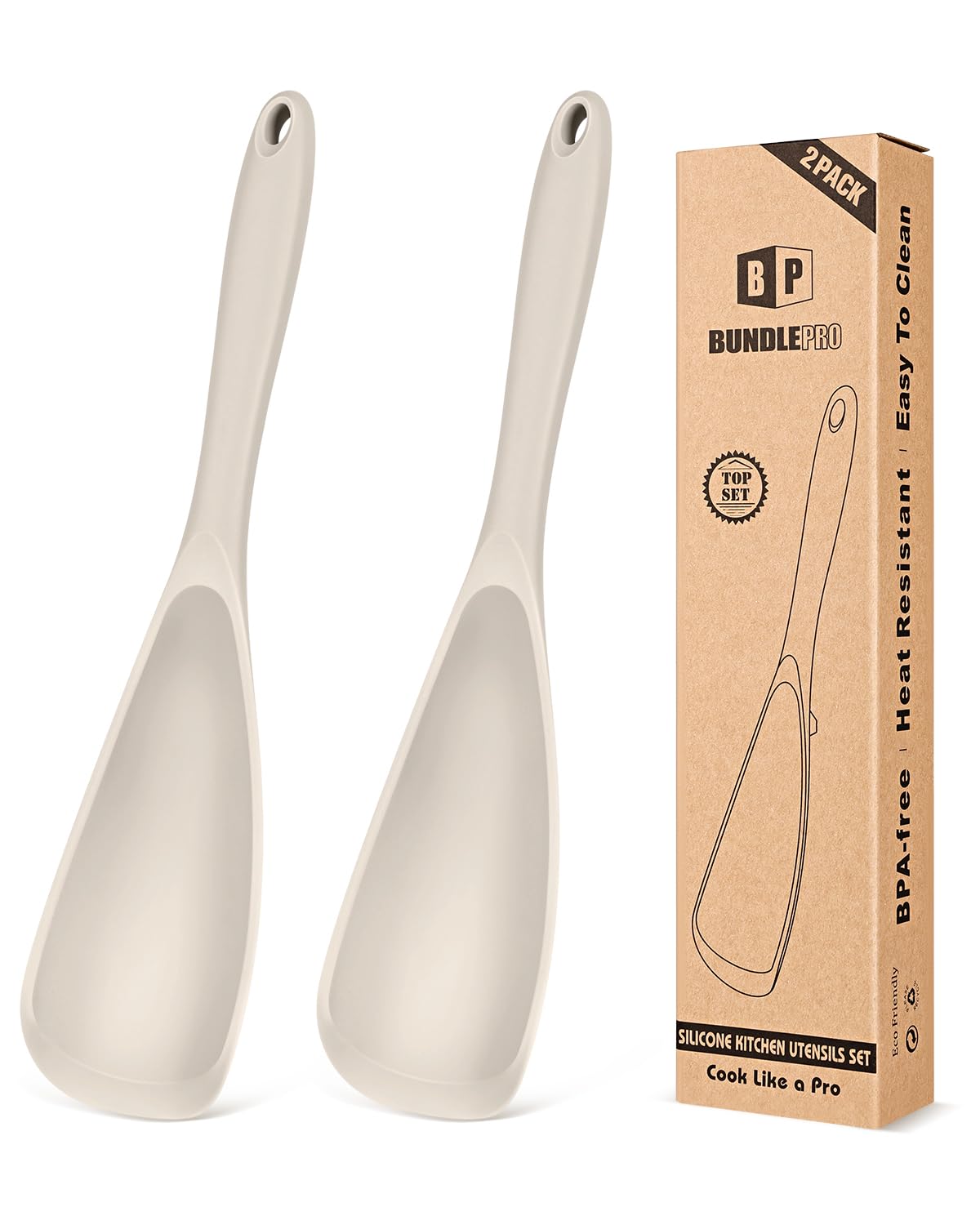 Pack of 2 Cooking Spoons for Non Stick Cookware, Multifunction Spatula Spoon BPA-Free, One-Piece Design, Suitable for Scooping, Scraping, Serving and Mixing(BLACK-RED)
