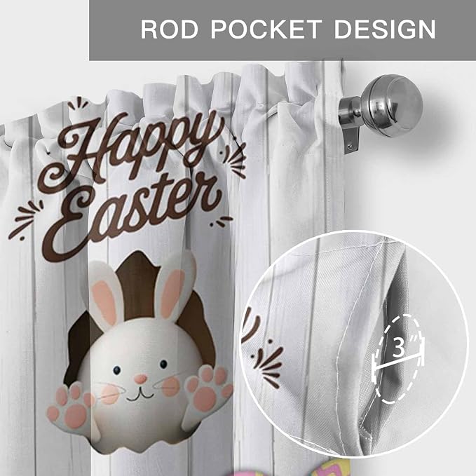 Grey Easter Curtain Valances for Windows, Kitchen Valance Window Treatment