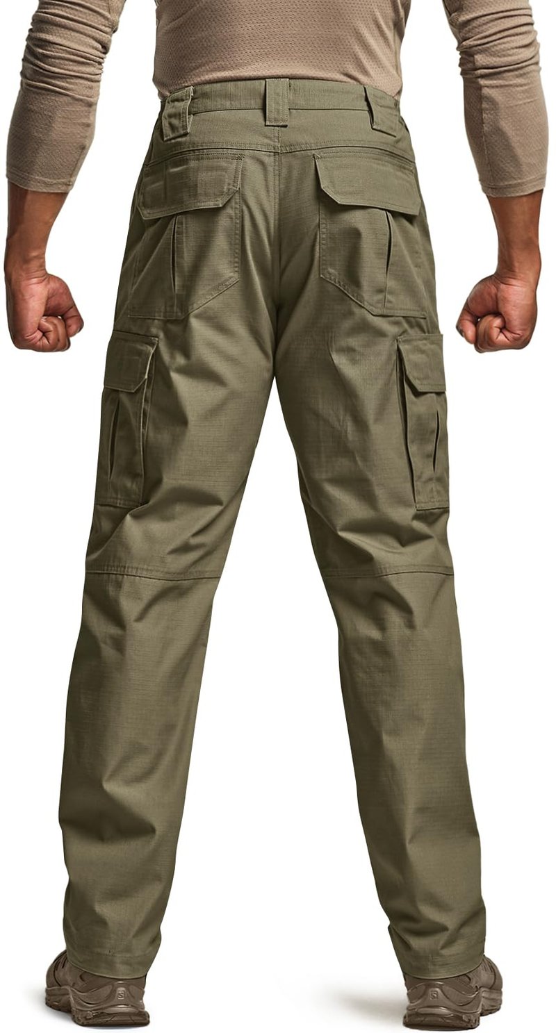 CQR Men's Tactical Pants, Water Resistant Ripstop Cargo Pants, Lightweight EDC Work Hiking Pants, Outdoor Apparel, Raider Soil Green, 34W x 30L