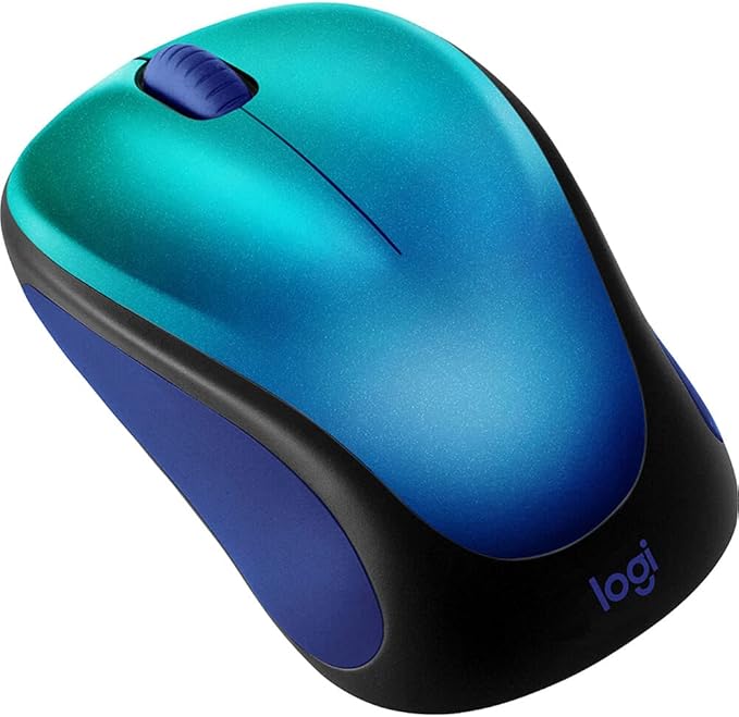 Logitech Designer Collection Limited Edition Wireless Compact Mouse with Colorful Designs, 1000 DPI Optical 3-Buttons Mouse, Blue Aurora 910-006118 (Renewed)