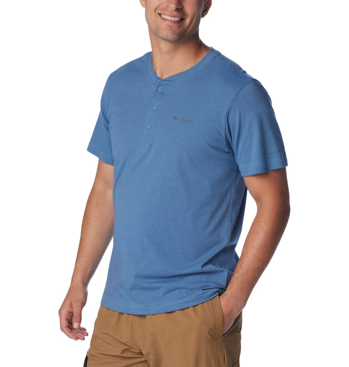 Columbia Men's Thistletown Hills Short Sleeve Henley, Skyler Heather, Medium