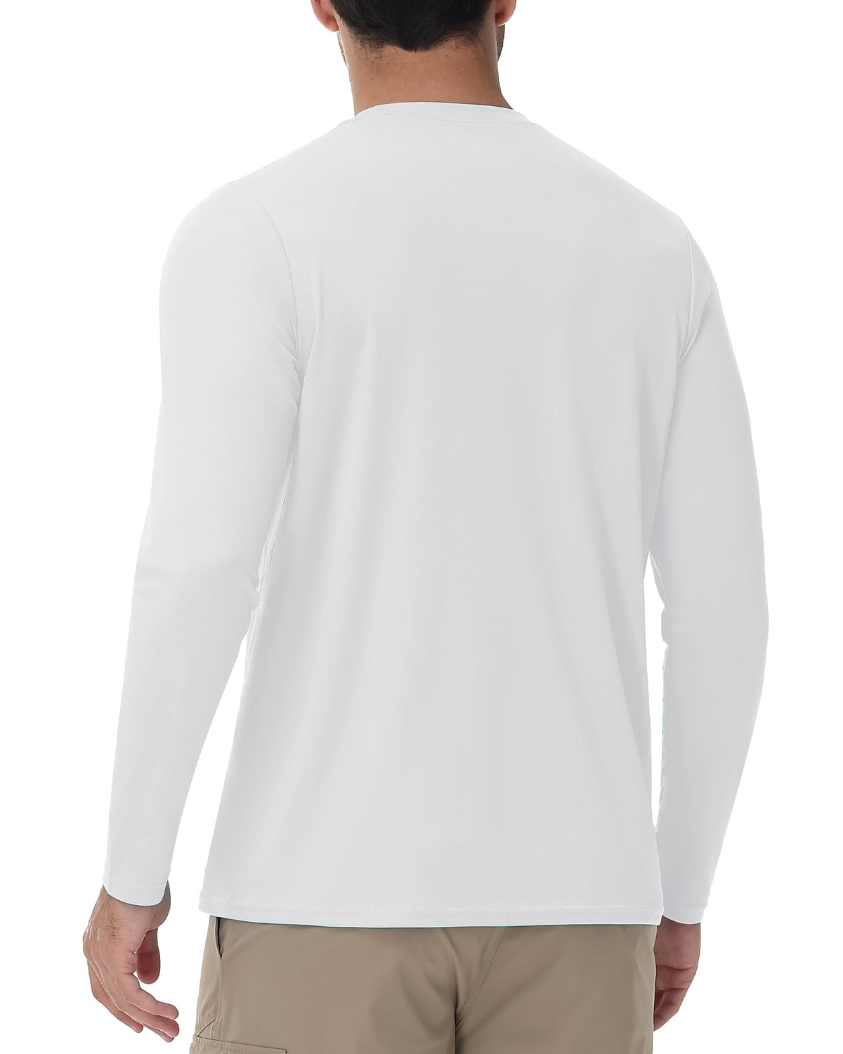 Runhit Men's UPF 50+ Sun Protection Shirts Long Sleeve UV Swim Shirt Fishing Hiking Running Rash Guard Quick Dry Lightweight White M