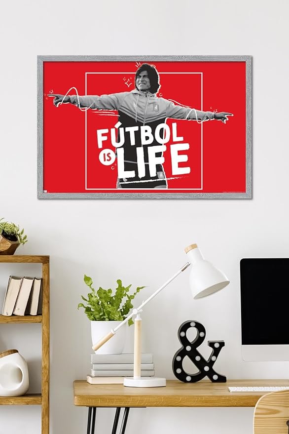 Ted Lasso - Futbol is Life Wall Poster, 34L" x 22.4W", Gray Framed Version