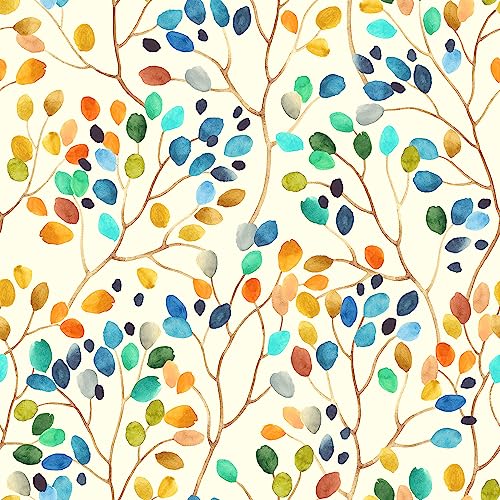 Boho Peel and Stick Floral Removable Wallpaper - Yellow/Blue Self Adhesive Wallpaper for Bedroom, Cabinet, Office - Waterproof 17.3'118'