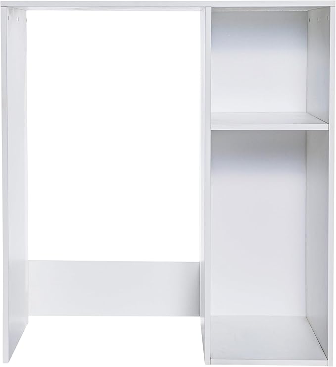 Flash Furniture Lotus Mini Fridge Shelf Organizer, Space Saving Over Shelf for Mini Fridge with Dual Cubby Spaces, Engineered Wood, 33.75" W, White