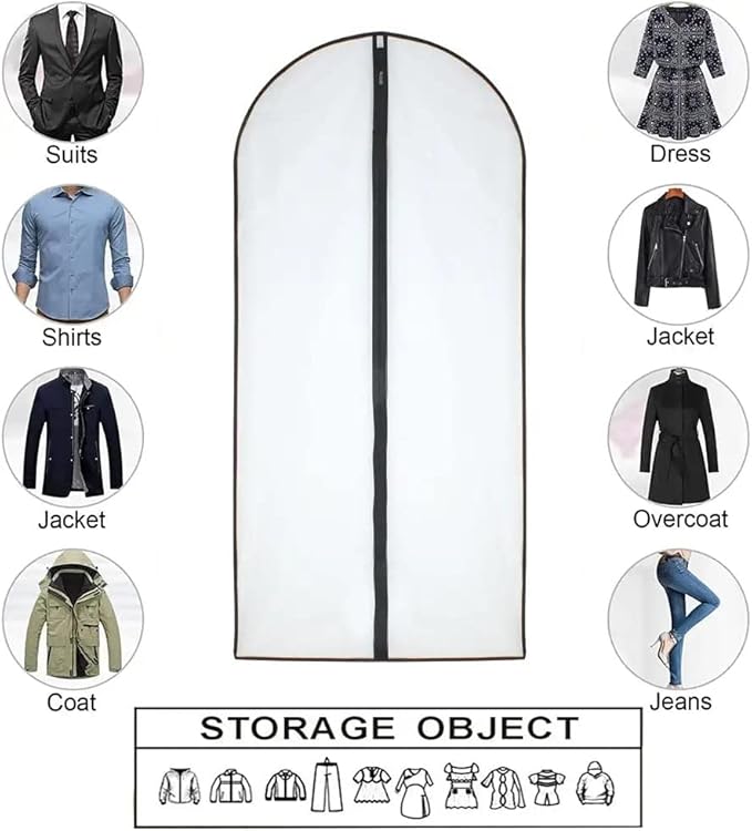 Garment Bags for Hanging Clothes 12 PCS Transparent Dress Bag for Traveling Garment Bag for Dresses Long Clothes Storage Bags with Full Zipper for Long Dress Costumes Gowns Coats 24''x54''