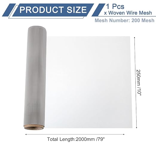 uxcell 200 Mesh 79" x 10" Woven Wire Mesh, 316 Stainless Steel Air Vent Filter
