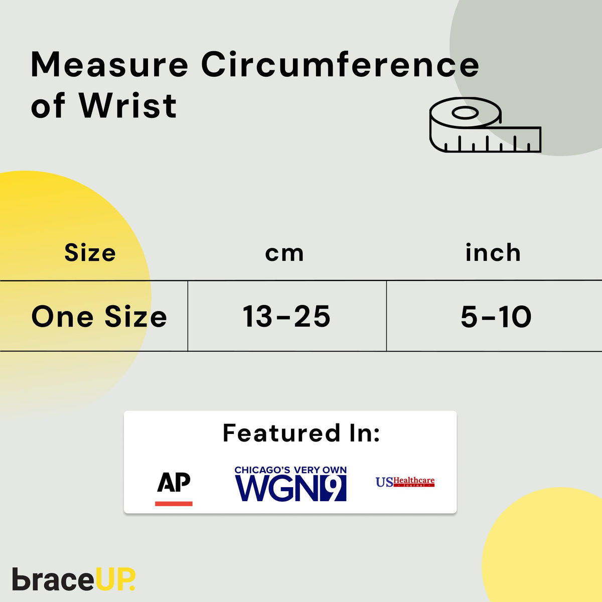 BraceUP Wrist Compression Strap and Support Brace, One Size Adjustable, 1 PC (Pink)