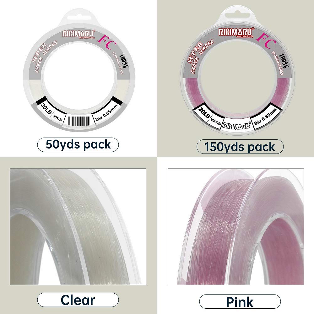 RIKIMARU FC 100% Fluorocarbon (Clear, 50Yards-25LB)