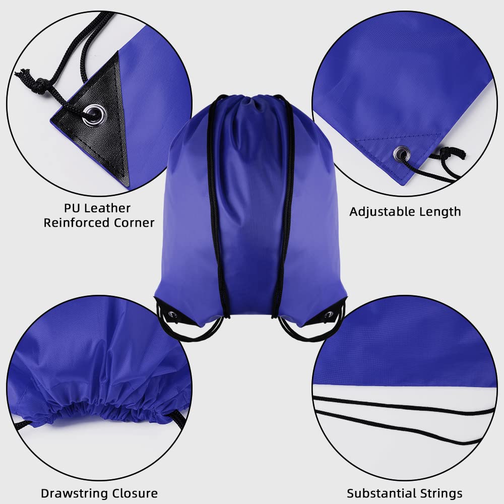 GoodtoU Drawstring Bags Bulk, 60 Pcs Draw String Bags Cinch Bag Drawstring Gym Bag Sackpack Backpack for Women Men, Blue