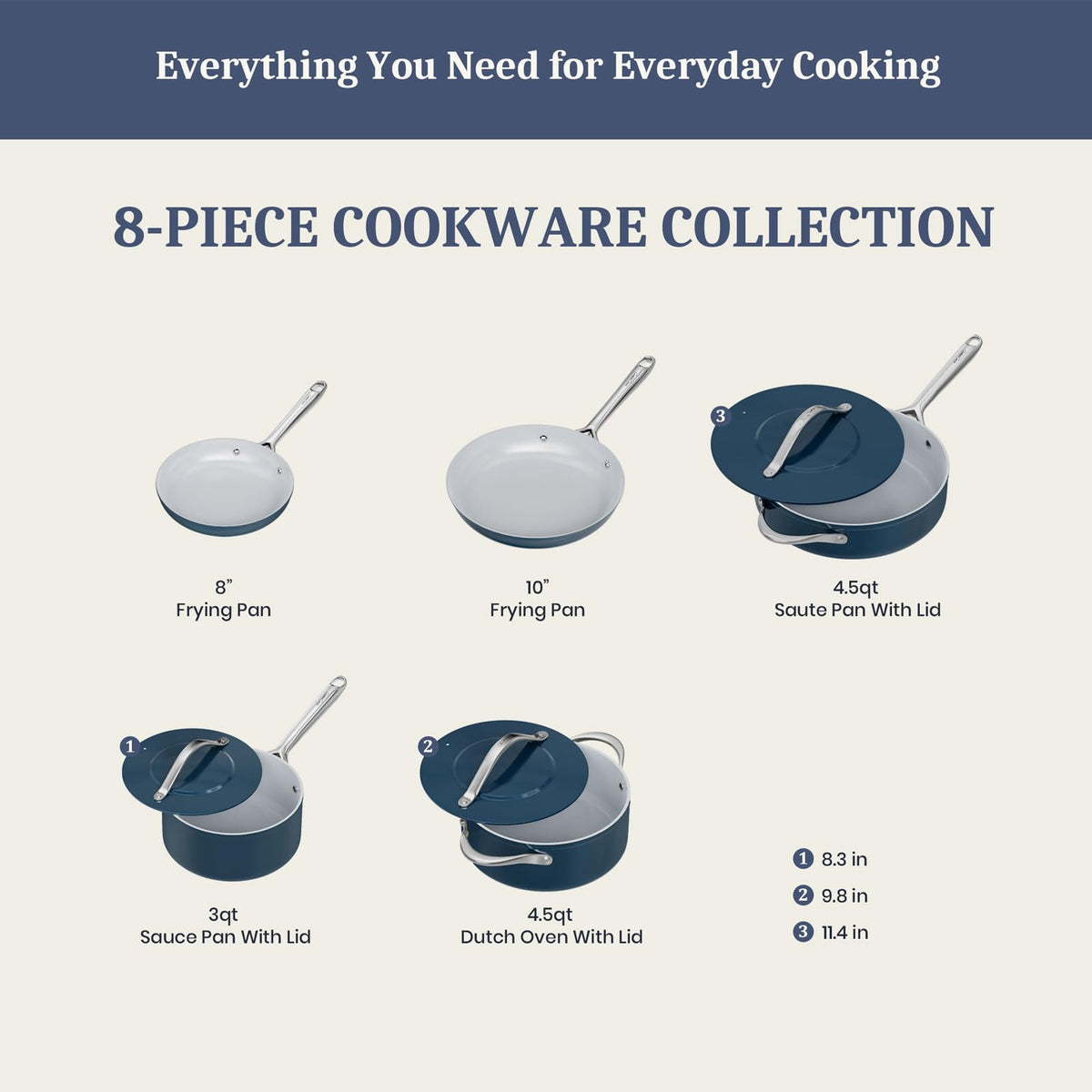 CookinCraze Premium G7 Ceramic Cookware Set, 8-Piece Nonstick Pots and Pans