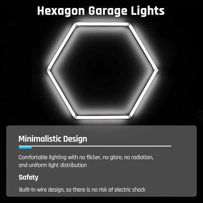Hexagon Garage Lights, Super Bright Garage Lights Ceiling Led Hexagon 27 Pack 6500K for Gym, Basement, Warehouse,Auto Beauty Shop,Car Care Wash Room