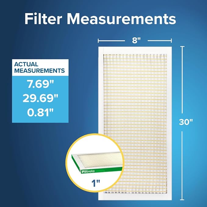 Filtrete 8x30x1 AC Furnace Air Filter, MERV 8, MPR 700, Tough on Pollen