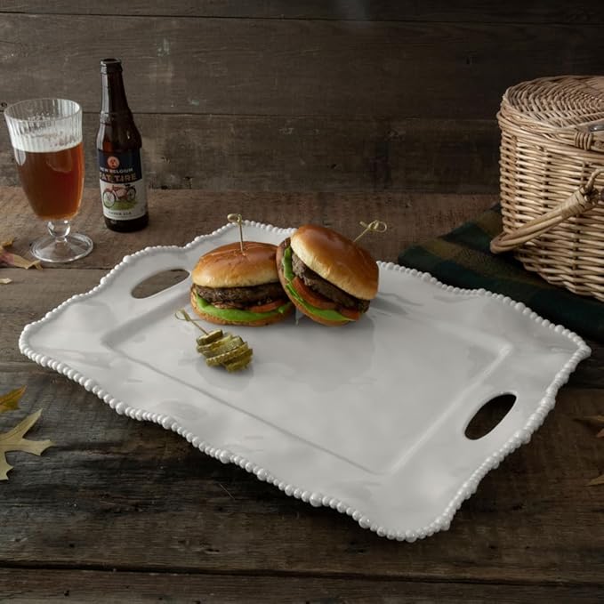 Beatriz Ball Alegria Rectangular Tray with Handles, White