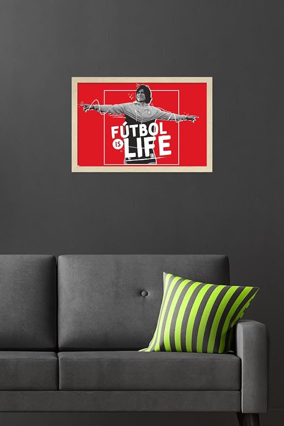 Ted Lasso - Futbol is Life Wall Poster, 22.4L" x 14.7W", Blonde Framed Version