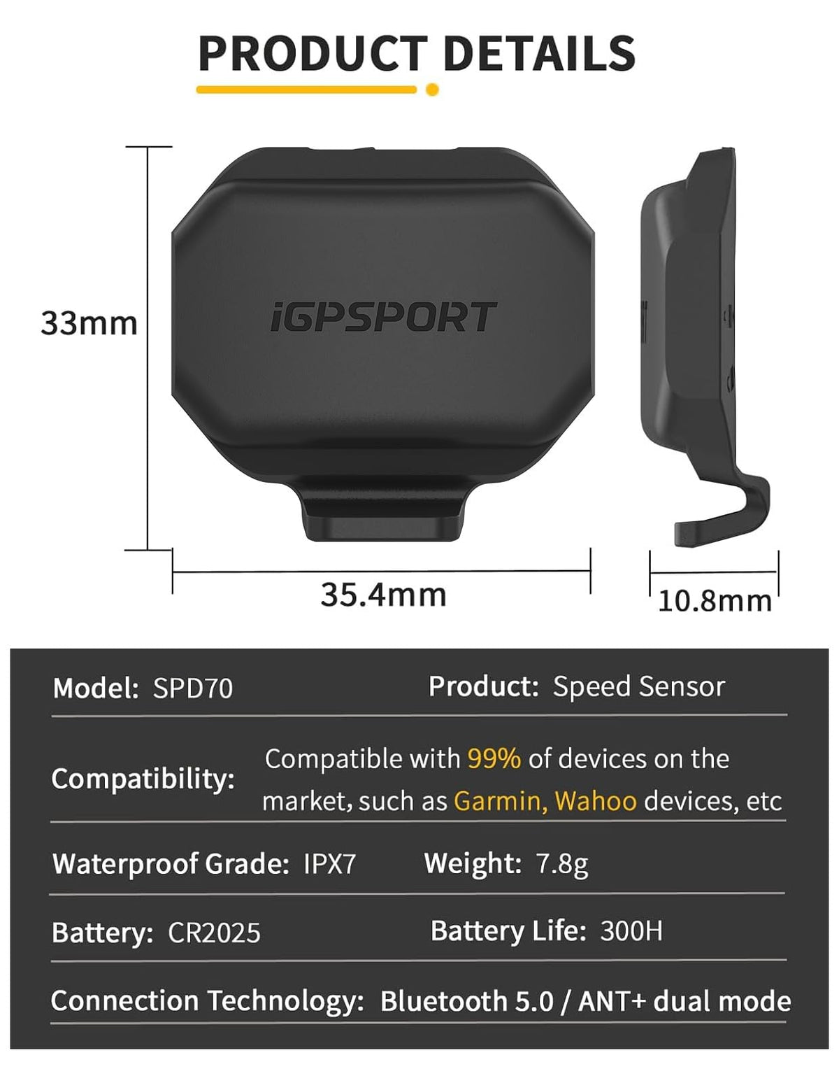 iGPSPORT Speed Cadence Sensor Bundle, Bluetooth ANT+ Wireless Waterproof Cycling Sensor, Compatible with Bike Computer Stationary Bike