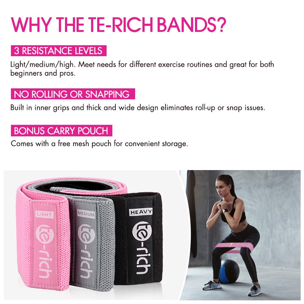 Resistance Bands, Fabric Workout Bands for Women & Men, Cloth Booty Resistance Loop Bands, Non-Slip Thick Squat Bands for Butt, Legs, Thigh, Hip and Glute Excersing, Home Fitness, Pilates, Yoga