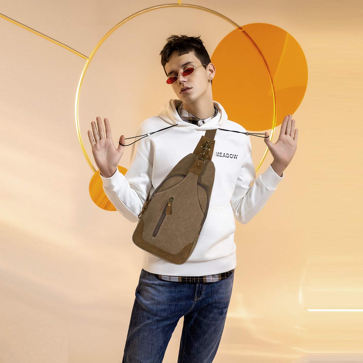 KL928 Canvas Sling Bag Crossbody Bags Casual Shoulder Daypack for Men Women