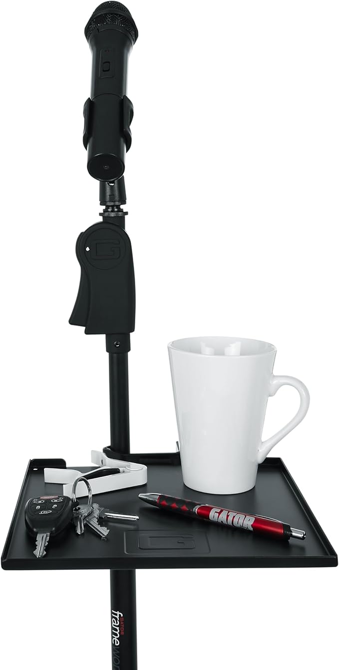 Gator Frameworks Microphone Stand Clamp-On Utility Shelf with 10 Pound Weight Capacity, 9" x 9" Shelf (GFW-SHELF0909)