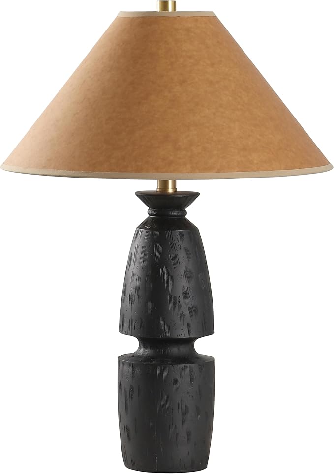 SAFAVIEH Lighting Collection Sola Black & Camel Brown Shade 24-inch Table Lamp for Bedroom, Living Room, Home Office, Desk, Nightstand (LED Bulb Included)