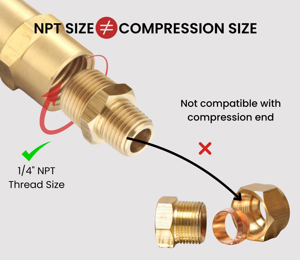 T TANYA HARDWARE 3/8 Inch NPT Male x 1/4 Inch NPT Male, Solid Brass Pipe Adapter Fittings Reducing Hex Nipples Connector, Thread outer diameter from 5/8 inch to 1/2 inch outer diameter, 2 Piece