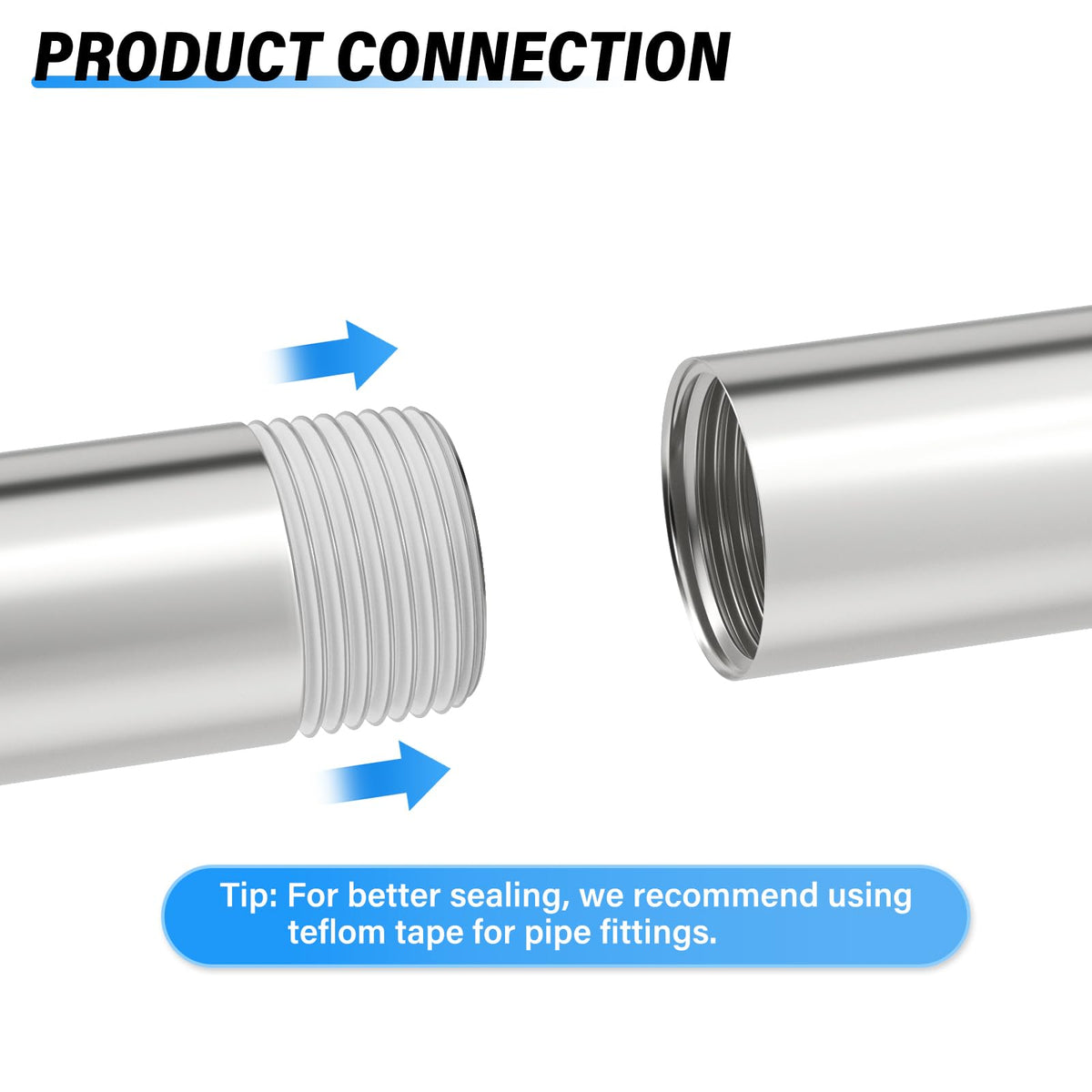 TAILONZ PNEUMATIC 2" NPT Male x 2" NPT Male 304 Stainless Steel Pipe Nipple, 10" Length Cast Pipe Fitting, Threaded Connector（Pack of 2）