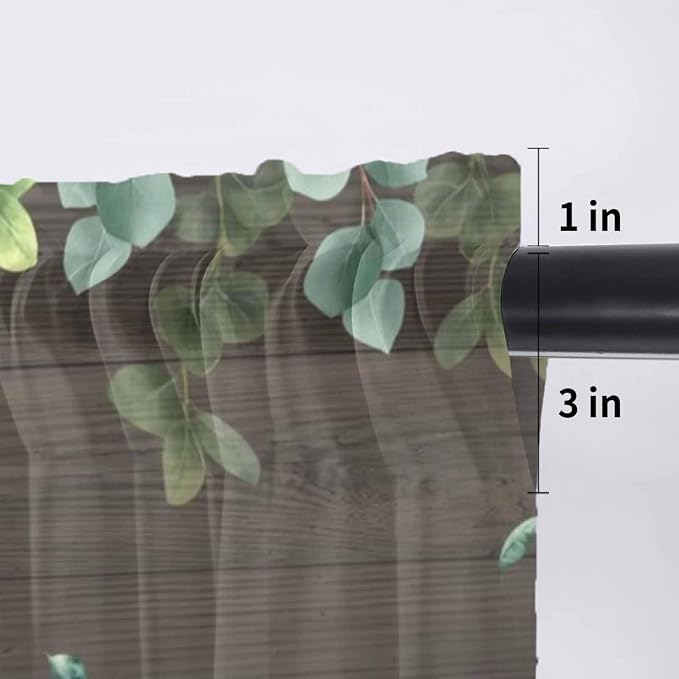 Easter Sheer Valances for Windows 54"x18", Light Filtering Kitchen Curtains