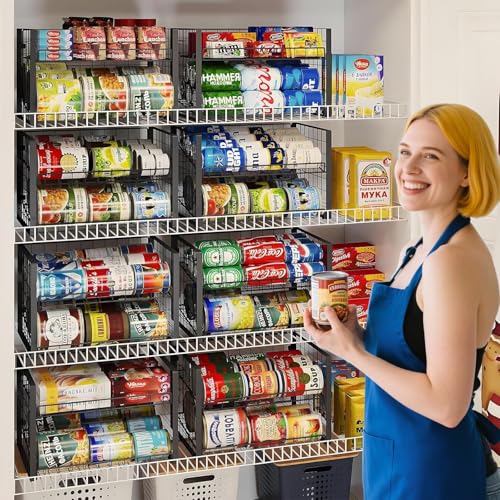JKsmart 2-Tier Stackable Can Rack Organizer for Pantry, Adjustable Can Dispenser Holds Up to 60 Cans, Can Storage Holder for Various Ounces of Canned Food Soda Drinks, Black, 2 Pack - size: 2 Tier - 2Pack