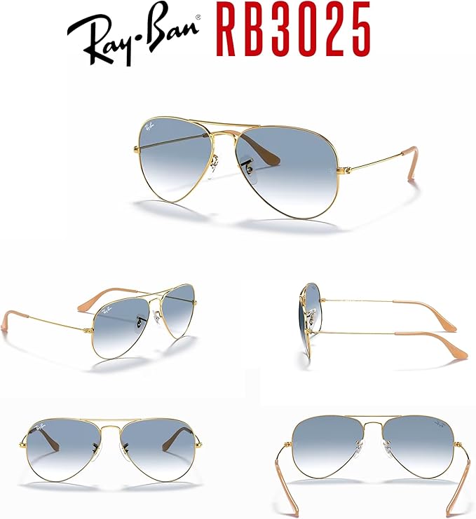 Ray-Ban RB3025 Metal Aviator Sunglasses For Men For Women +BUNDLE with ACCESSORY EYEWEAR KIT