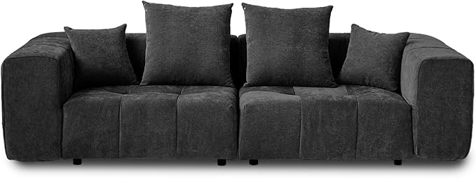JACH 2 Seater Sofas Sectional Couches, Modern Love Seat Office Couch, Loveseat Modular Couch, Cozy Sleeper Sofa for Apartment, Bedroom, Living Room (Linen Fabric, Black)
