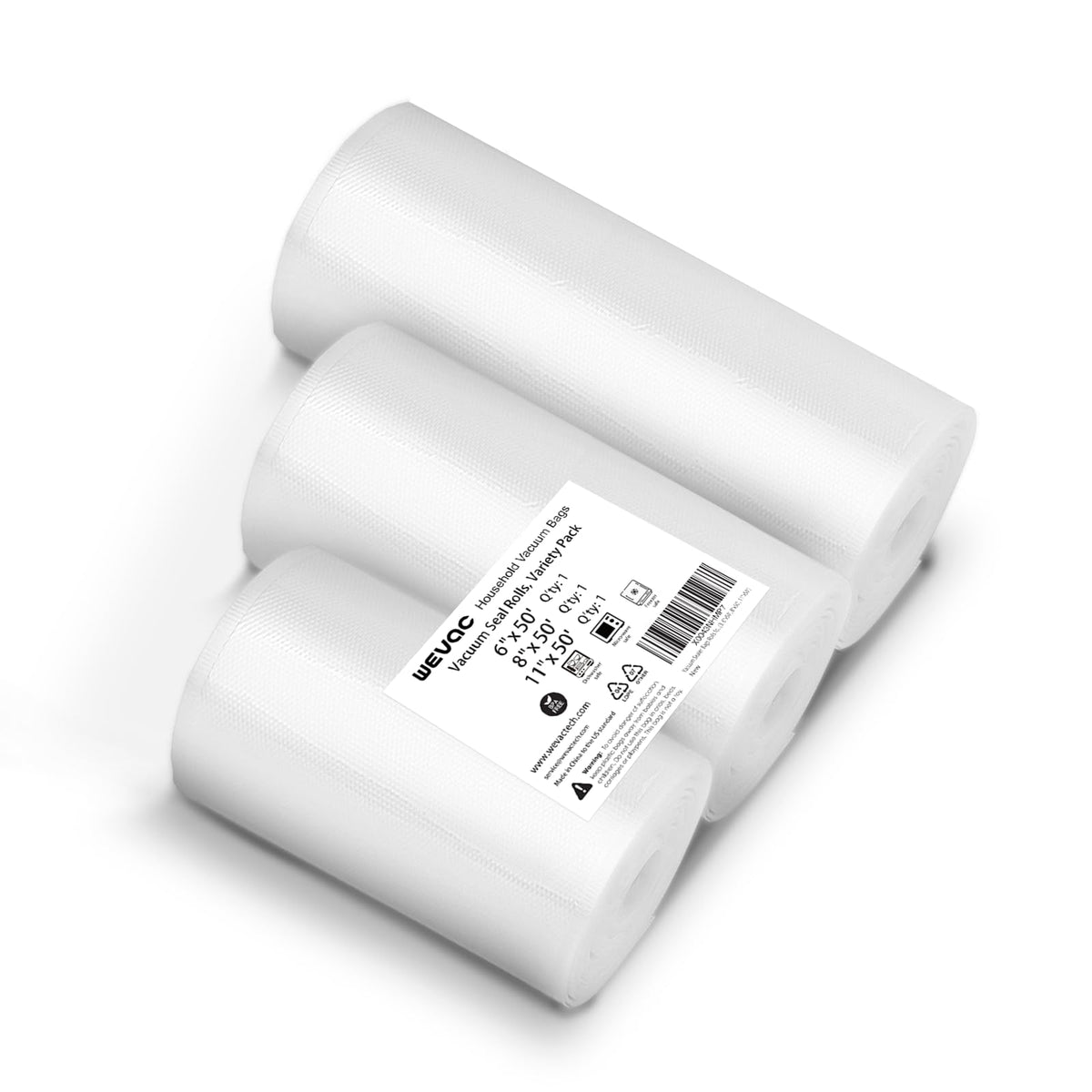 Wevac Vacuum Sealer Bags for Food 11x50 3 rolls, Food Saver Suction Channel