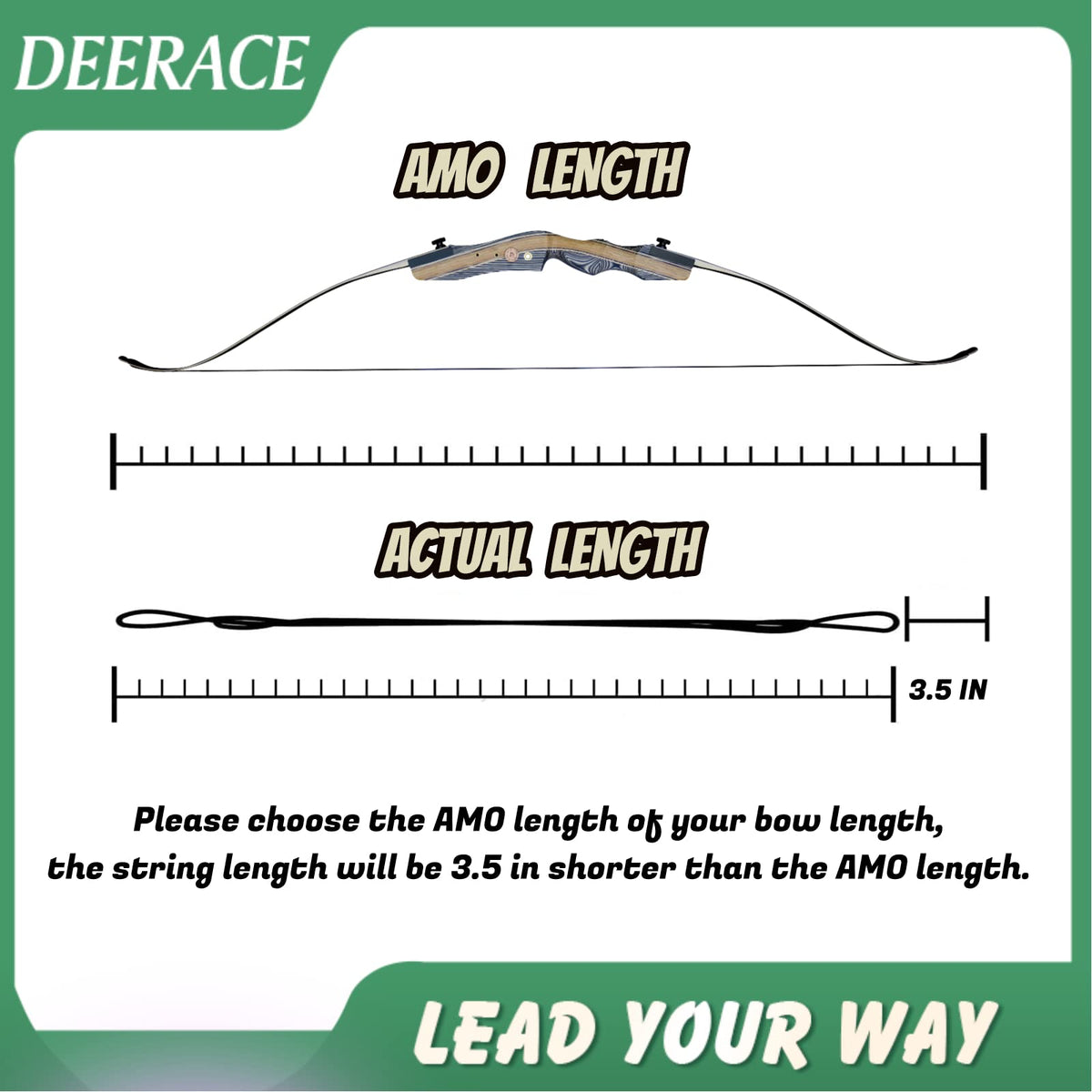 DEERACE Traditional Recurve Bow String, AMO 48"-70" 12,14,16 Strands Dacron Bow String Replacement for Recurve/Long/Horse Bow (AMO 54” (Actual Length 50”), 16 Strands (Recommended for up to 65 lbs))