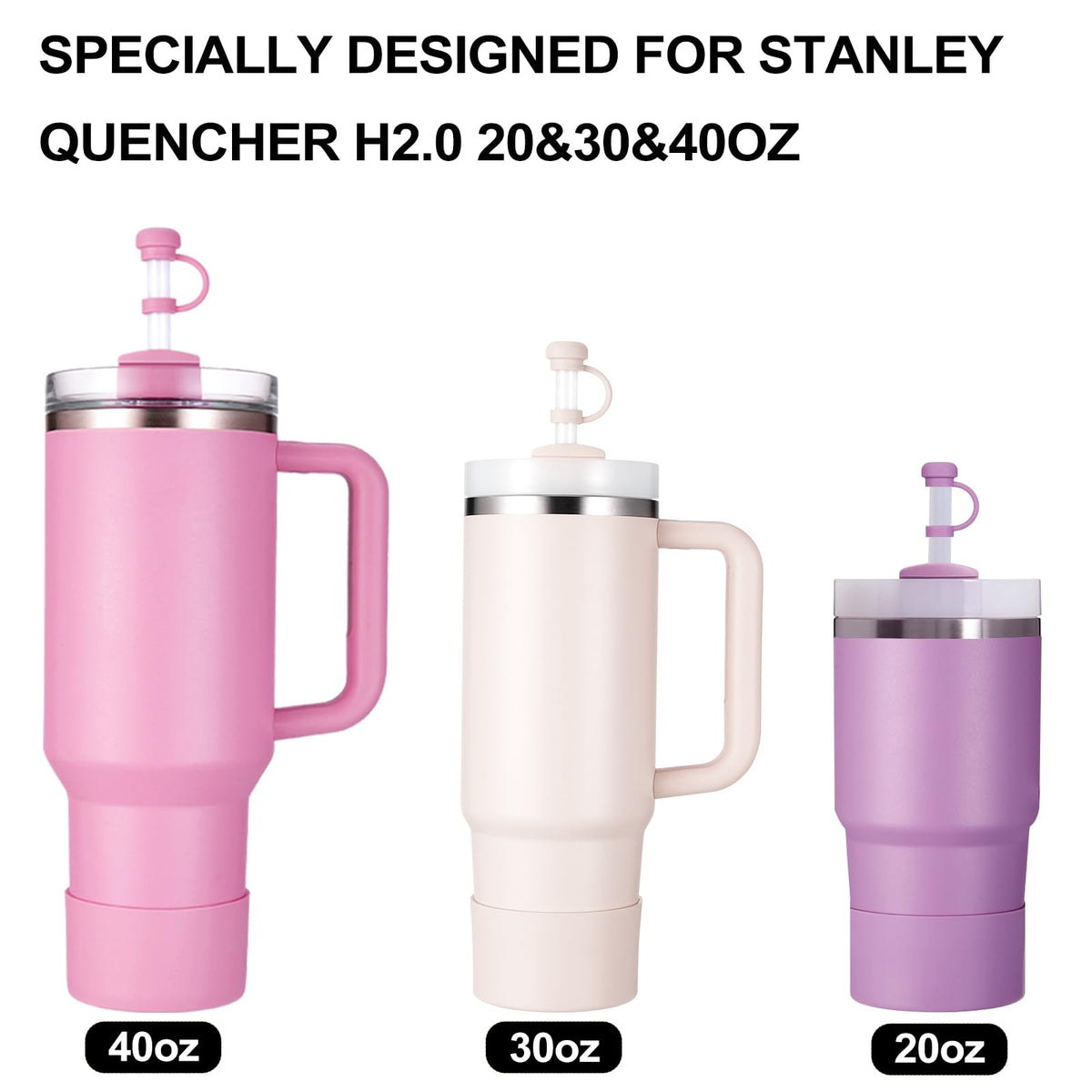 HYZ 8pcs Stanley Cup Accessories, Spill Proof Stopper & Boot Set, Peony