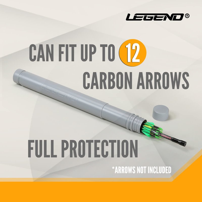 Legend Archery Arrow Tube Case - Adjustable & Extendable Arrow Holder for Hunting, Target Shooting - Protective EVA Foam Arrow Separators Included Archery Storage for 12 Carbon Arrows - Red