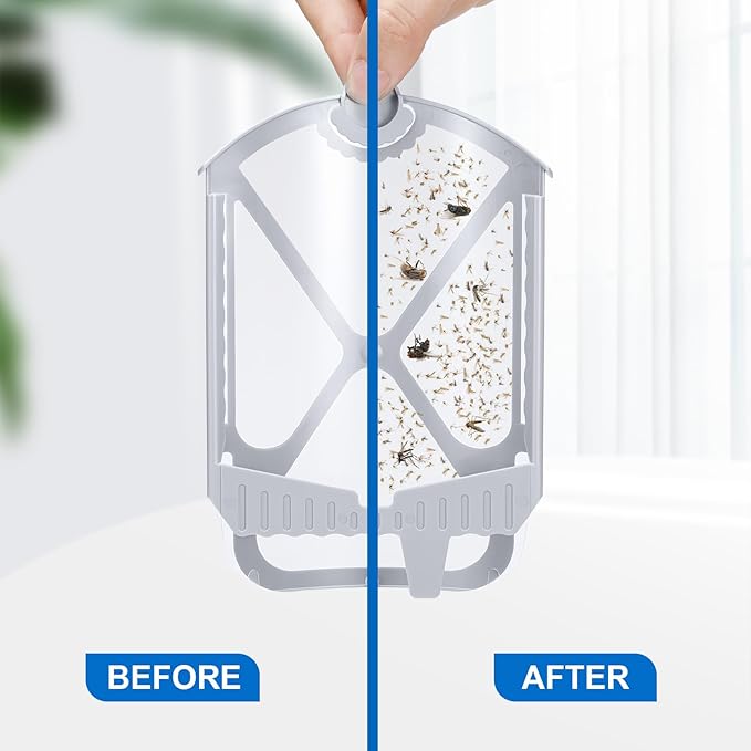 Flying Insect Trap & 5 Cartridges - Attracts and Traps Flying Insects Fruit Flies Mosquitoes - Compatible with ZEVOM364A Refill (1 Plug-in Base + 5 Cartridges)