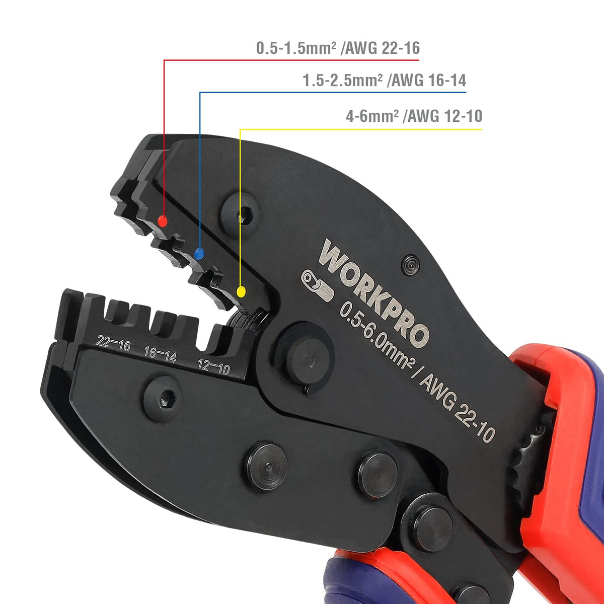 WORKPRO Wire Crimping Tool Kit, Ratcheting Insulated Terminal Crimper for 22 to 10 AWG Wire, Crimping Pliers with 100 Pieces Terminal Connectors