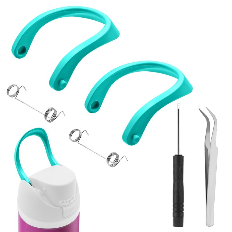 JTJEI 2pcs Handles for Owala FreeSip 24oz 32oz, Water Bottle Cap Carry Loop Handle, Replacement Parts for Owala Cup 16/25/40oz Easy Bottle Top Lid Cap Replacement Accessories, BPA-Free (Cyan)