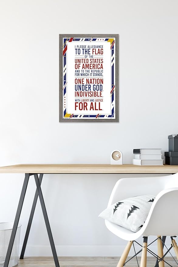 Trends International The United States Of America - Pledge Of Allegiance Wall Poster, 14.725" x 22.375", Barnwood Framed Version
