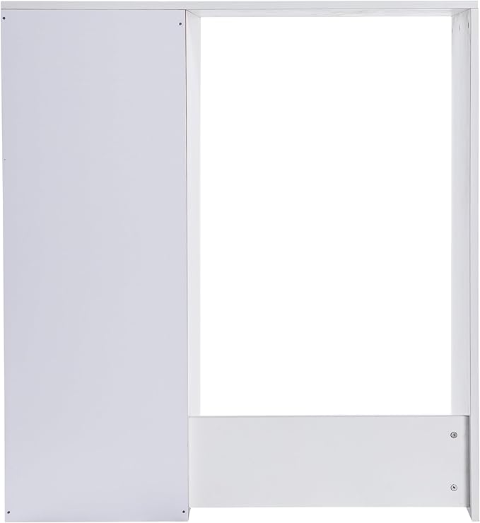 Flash Furniture Lotus Mini Fridge Shelf Organizer, Space Saving Over Shelf for Mini Fridge with Dual Cubby Spaces, Engineered Wood, 33.75" W, White