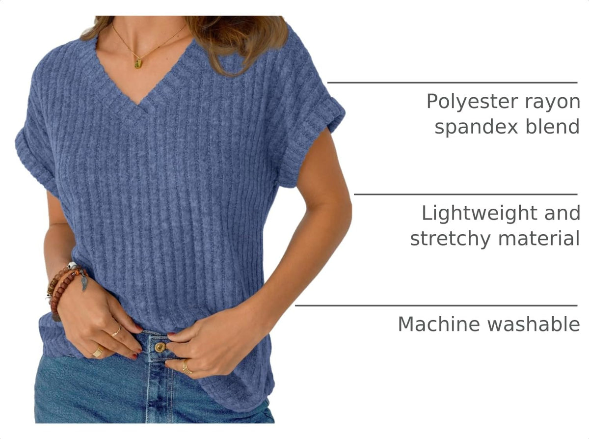 AUTOMET Womens Short Sleeve V Neck Cute Tops 2026 Fall Fashion Sweaters