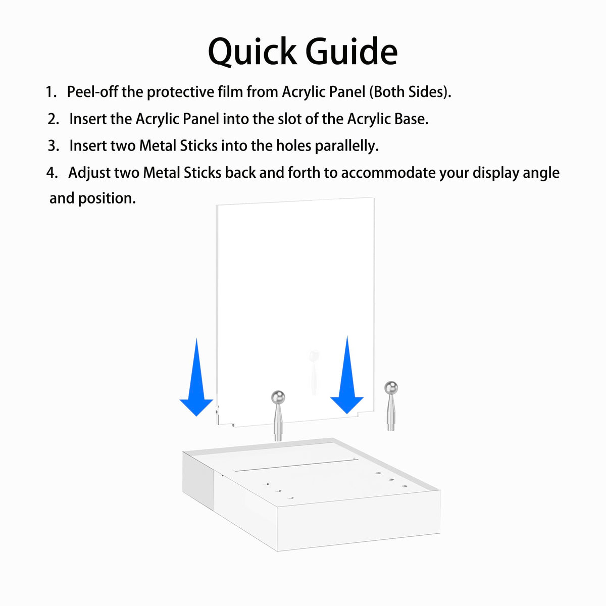 UoYeet Acrylic Easel Display Stand with Adjustable Silver-Toned Hardware for Pictures, Crystal Clear Acrylic Stand with Floating Appearance for Cookbook, Invitation and Plates