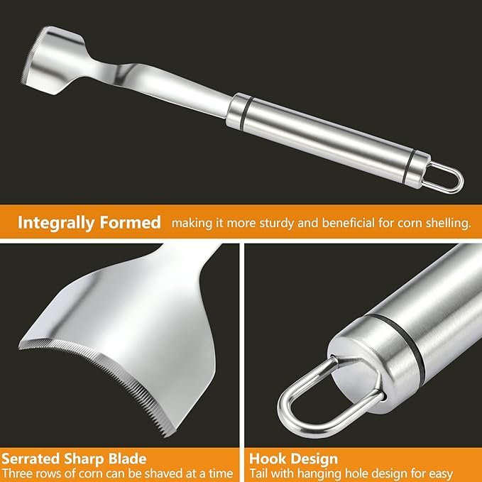 iziusy Corn Peeler Corn Cob Remover, Stainless Steel Corn Stripper Tool, Heavy Duty Kitchen Gadget for Removing Corn Kernels from Cobs