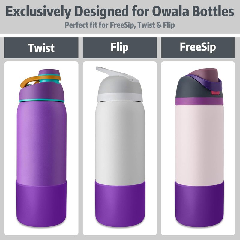 ALLVANA Silicone Water Bottle Boot for Owala 24 oz, Anti-Slip Protective Sleeve for Owala FreeSip, Twist & Flip Stainless Steel Water Bottle, Protective Bottom Base Cover