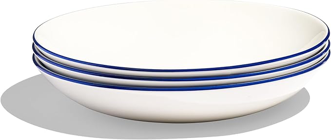 Made In Cookware - Set of 4 - Entrée Bowls - White With Navy Rim - Porcelain England